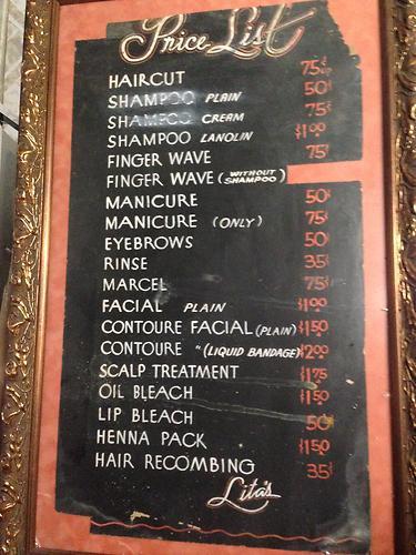 1920s Hair Salon Price List | Queens Public Library Digital