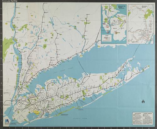 Commuter rail map : Long Island Rail Road, Conrail--Harlem, Hudson, and ...